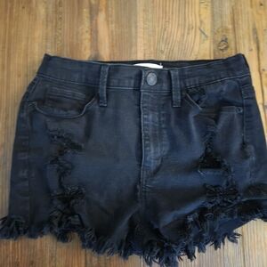 Mudd Black Jean Shorts Distressed Frayed Hem